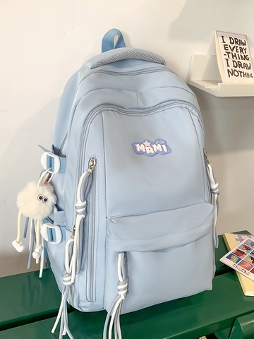 Japanese Style Minimalist Solid Color Large Capacity Backpack Waterproof Nylon School Bag For Students Casual Travel Bag