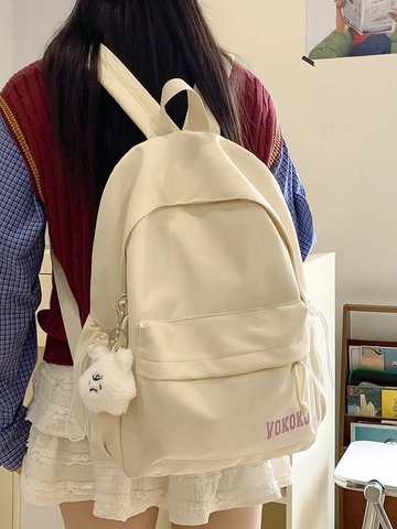 Japanischer Stil Einfacher Nylon Rucksack Damen Große Kapazität Wasserdicht Student Schultasche Brief Druck Lässiger Daypack