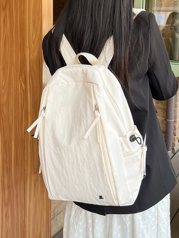 Mochila Informal de Nailon para Mujer Minimalista Color Sólido Gran Capacidad Mochila Escolar Estudiante Ligera Impermeable Mochila de Viaje