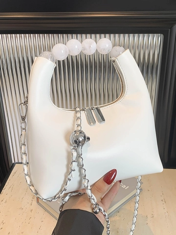 Nuovo Stile Cinese Borsa Dumpling Con Manico Di Perline Donna In Pelle PU Tracolla Catena Moda Hobo Borsa A Mano