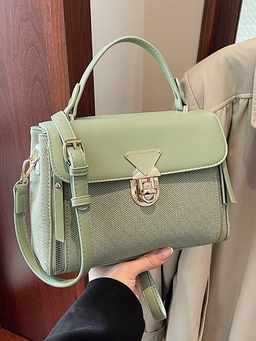 Damen Koreanischer Stil PU Leder Nähte Kleine Quadratische Tasche Schlichte Elegante Handtasche Vielseitige Umhängetasche