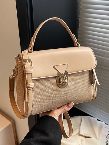 Damen Koreanischer Stil PU Leder Nähte Kleine Quadratische Tasche Schlichte Elegante Handtasche Vielseitige Umhängetasche