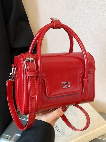 Borsa Quadrata Piccola in Pelle PU Cerata Vintage per Donna Borsetta Minimalista Borsa a Tracolla con Tracolla Regolabile