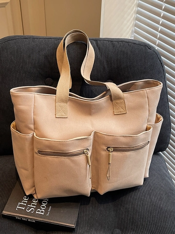 Große Kapazität Segeltuch Tote Bag Für Damen Minimalistisch Multi Tasche Schultertasche Japanisch Lässig Student Schule Handtasche Reise Hobo Bag