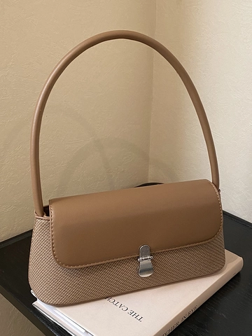 Borsa da Donna in Pelle PU Patchwork in Stile Coreano Borsa a Tracolla Minimalista Con Chiusura Argento Borsa a Mano Pendolare