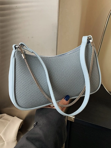 Borsa Sotto l'Ascella Coreana Minimalista con Trama Intrecciata per Donna Borsa a Spalla alla Moda con Catena d'Argento Hobo Bag
