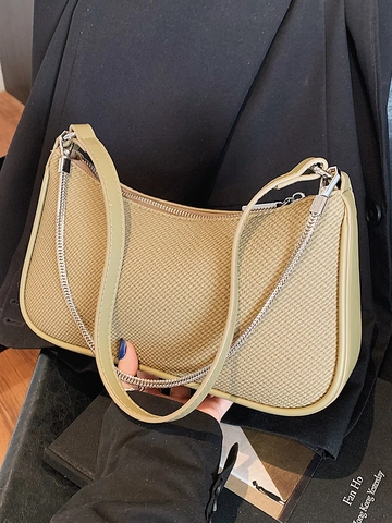 Borsa Sotto l'Ascella Coreana Minimalista con Trama Intrecciata per Donna Borsa a Spalla alla Moda con Catena d'Argento Hobo Bag