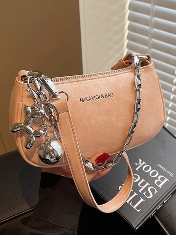 Women Fashion PU Leather Shoulder Bag Korean Style Chic Chain Strap Crossbody Bag Solid Color Niche Design Small Square Handbag