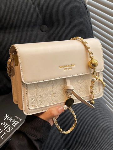 Borsa a Tracolla da Donna in Pelle PU con Stella in Rilievo Catena Borsa a Spalla Urban Simple Commuter Piccola Borsa Quadrata