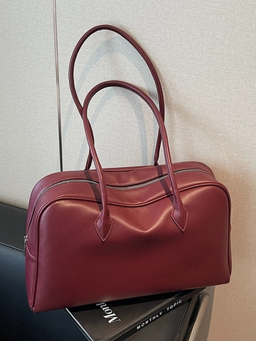 Vintage Große Kapazität PU Leder Tote Bag Für Damen Litschi Maserung Schultertasche Retro Lässig Pendler Unterarm Handtasche