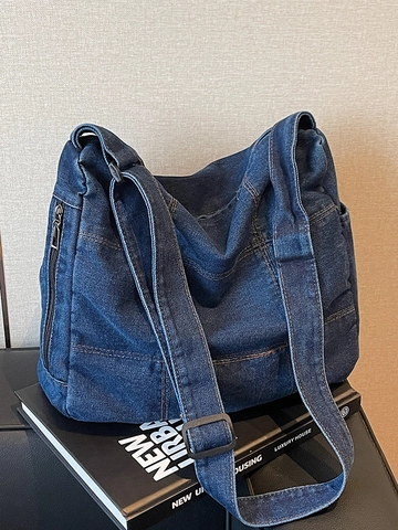 Minimalist PU Large Capacity Shoulder Bag With Topstitching Vintage Crossbody Tote Bag For Women Daily Work Office Travel