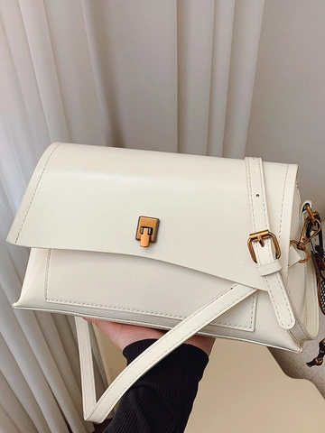 Vintage Damen Ölwachs PU Leder Umhängetasche Minimalistische Flip Schultertasche Mit Goldenem Schloss Und Geflochtenem Anhänger
