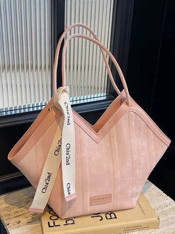 Bolso Tote de Cuero PU de Moda para Mujer Gran Capacidad Color de Contraste Bolso de Hombro Con Apertura en V Textura Ondulada