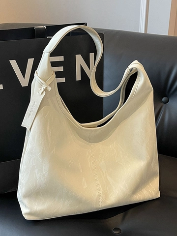 Damen Minimalistisch PU Leder Plissee Tragetasche Große Kapazität Lässige Schultertasche Vielseitige Pendler Mode Hobo Handtasche