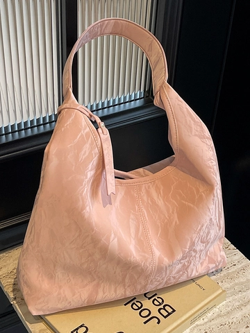 Damen Minimalistisch PU Leder Plissee Tragetasche Große Kapazität Lässige Schultertasche Vielseitige Pendler Mode Hobo Handtasche