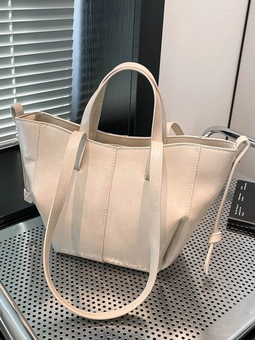 Bolso Tote de Cuero PU Color Sólido Vintage de Gran Capacidad para Mujer Minimalista Viaje Diario Bolso de Hombro de Mano Costura