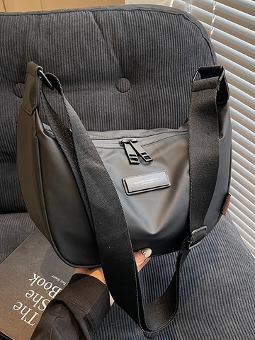 Women's Japanese Style Casual Sporty Dumpling Bag Solid Color Nylon Waterproof Crossbody Hobo Bag For Commute Travel