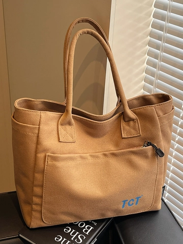 Borsa Tote in Tela a Grande Capacità Stile Minimalista Giapponese Borsa a Tracolla da Donna per Scuola Lavoro Quotidiana