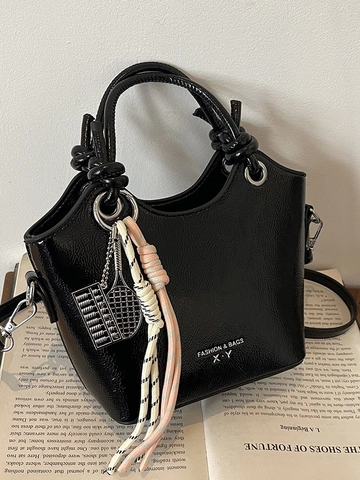 Mode PU Leder Beuteltasche Für Damen Minimalistischer Knotengriff Umhängetasche Metallic Silber Strukturierte Schultertasche Kleine Handtasche