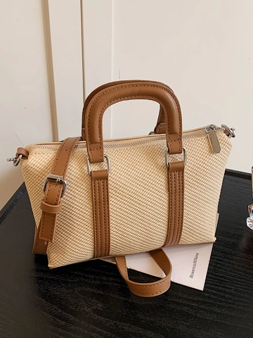 Borsa a Tracolla da Donna in Pelle PU con Trama Intrecciata Borsa a Mano Boston Minimalista alla Moda per Pendolarismo Quotidiano