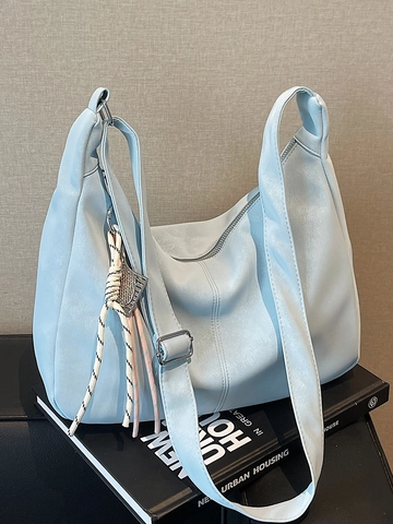 Borsa Tote in Pelle PU Donna Grande Capacità Minimalista Hobo Borsa a Spalla Con Tracolla Regolabile E Ciondolo Casual Borsa a Tracolla