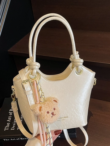 Bolso de Cubo de Cuero PU para Mujer Minimalista Metálico Plata Rosa Blanco Roto Negro Bolso Bandolera Bolso de Viaje