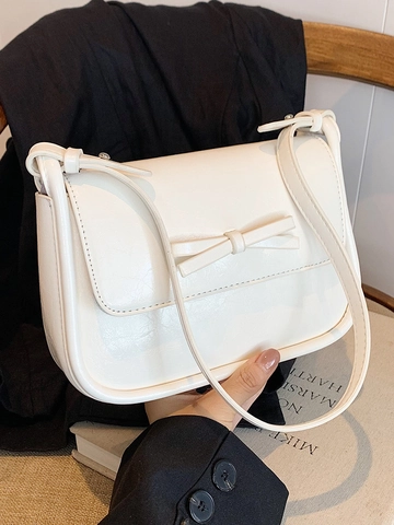 Damen Ballett Stil Schleife PU Leder Umhängetasche Kleine Quadratische Schultertasche Für Lässig Täglich Pendeln Mode Handtasche