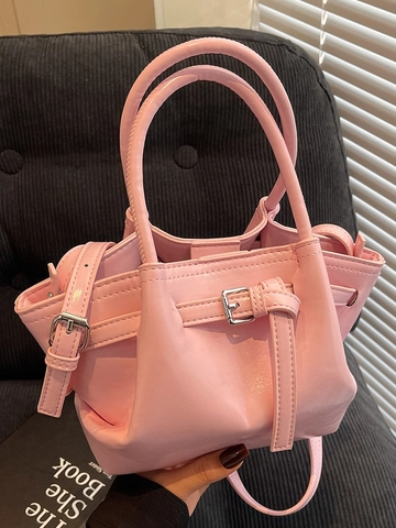 Sac Seau pour Femmes en Cuir PU Ciré Huilé Simple Couleur Unie Plissé Sac Bandoulière Sac à Main Versatile Décontracté