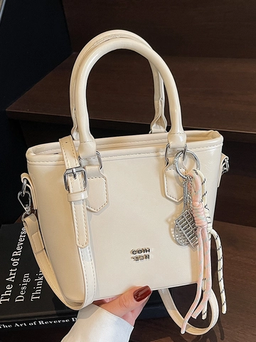 Borsa a Secchiello da Donna in Pelle PU Minimalista Urbana Texture a Cera d'Olio Borsa a Mano Borsa a Tracolla Con Tracolla Staccabile
