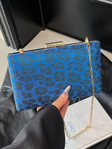 Pochette da Sera Vintage con Stampa Leopardata da Donna Borsa a Tracolla in Pelle PU Rigida con Catena Oro per Feste