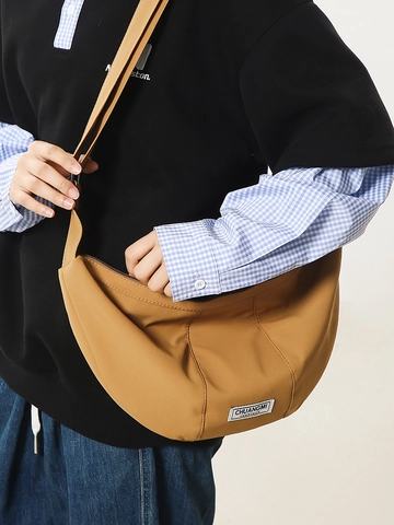Borsa a Tracolla Minimalista in Nylon a Mezzaluna Grande Capacità Leggera Borsa Dumpling per Donna Uomo Casual Borsa Viaggio