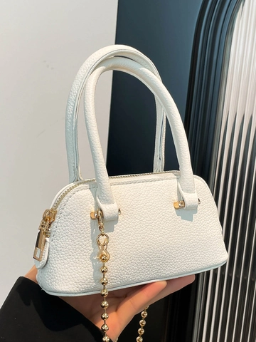 Minimalistische PU Leer Mini Schelptas Voor Dames Litchi Textuur Handtas Met Gouden Ball Chain Strap Crossbody Tas Casual Dagelijkse Tas