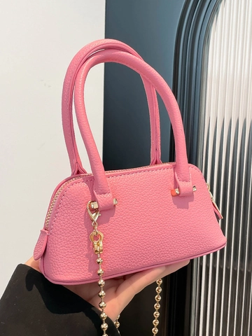 Minimalistische PU Leer Mini Schelptas Voor Dames Litchi Textuur Handtas Met Gouden Ball Chain Strap Crossbody Tas Casual Dagelijkse Tas