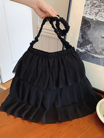 Balletcore Ruffle Cake Rok Tote Bag Grote Capaciteit Geplooid Stof Schoudertas Voor Vrouwen Zoet Esthetisch Casual Boodschappentas