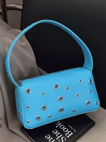 Borsa a Tracolla in Pelle PU Con Rivetti e Occhielli per Donna Stile Streetwear Spicy Girl Svuotato Borsa da Sottobraccio