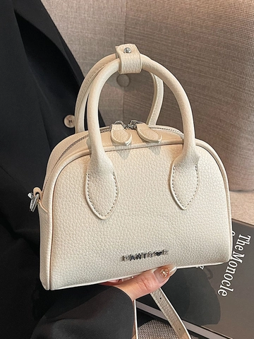 Luxuriöse Damen Boston Tasche Aus PU-Leder Mit Litschimuster Minimalistische Handtasche Umhängetasche Für Den Pendlerverkehr