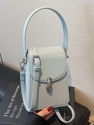 Französische Minimalistische Damen Mini Umhängetasche Schick PU Leder Gewebtes Patchwork Handy Tasche Kleine Quadratische Handtasche