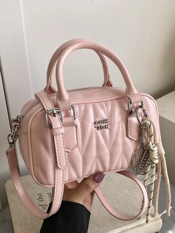Borsa a Tracolla Boston Trapuntata da Donna Lussuosa Borsa a Mano Plissettata in Pelle PU Con Ciondolo Elegante Borsa a Spalla