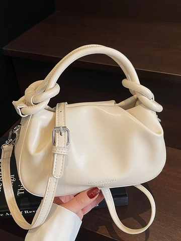 Minimalistisch Damen PU Leder Falten Wolke Tasche Mode Knoten Griff Handtasche Vielseitig Lässig Pendler Umhängetasche Schultertasche