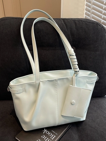 Borsa Tote da Donna in Pelle PU di Grande Capacità Borsa a Tracolla Lucida Metallizzata Con Custodia Piccola Borsa Sottoascellare Pieghettata da Pendolare