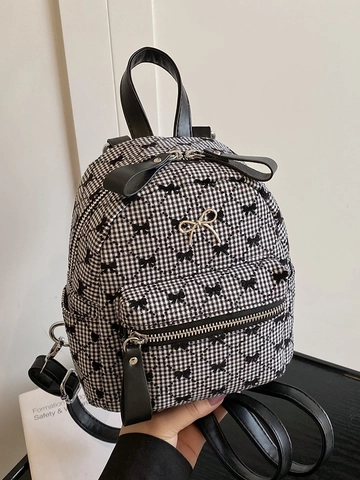 Mini Mochila para Mujer Moda Pajarita Acolchada Pequeña Mochila de Viaje Casual Moderna Cuero PU Bolso de Hombro