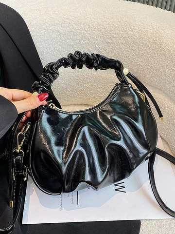 Borsa a Mano Cloud in Pelle PU Cerata all'Olio Plissettata Vintage per Donna Borsa a Tracolla Versatile alla Moda Uso Quotidiano