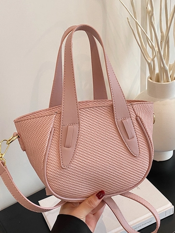 Geflochtene Textur PU Leder Beuteltasche Für Damen Mode Minimalistische Pendler Schulter Umhängetasche Mit Verstellbarem Gurt