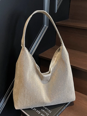 Minimalistische Große Denim Tote Bag Für Damen Casual Washed Jean Schultertasche Für Studenten Schule Pendeln Mode Hobo Bag