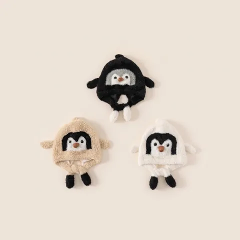 Gorro con Orejeras de Felpa de Pingüino Lindo para Niños Invierno Cálido a Prueba de Viento Vellón Animal para Niños Niñas