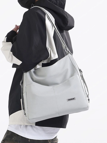 Borsa Tote in Nylon di Grande Capacità alla Moda Borsa a Spalla Semplice a Tracolla per Uomo Donna Studenti Pendolari Giornaliera