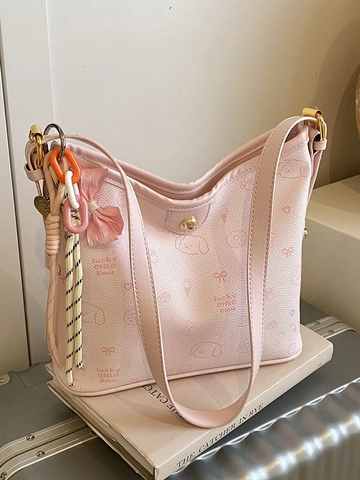 Bolso Hobo de Cuero PU con Estampado de Cachorro de Dibujos Animados para Mujer Gran Capacidad Bolso de Axila Moda de Hombro