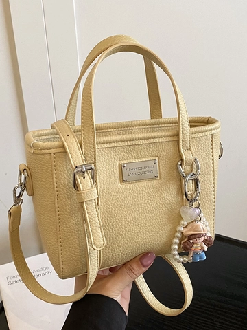 Borsa a Secchiello in Pelle PU Grana Litchi da Donna Borsa a Tracolla Stile Coreano Borsa a Mano Versatile alla Moda