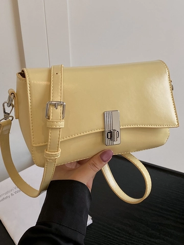 Borsa a Spalla Piccola Quadrata in Pelle PU Minimalista Coreana Elegante Borsa a Tracolla da Pendolare Con Serratura in Metallo da Donna