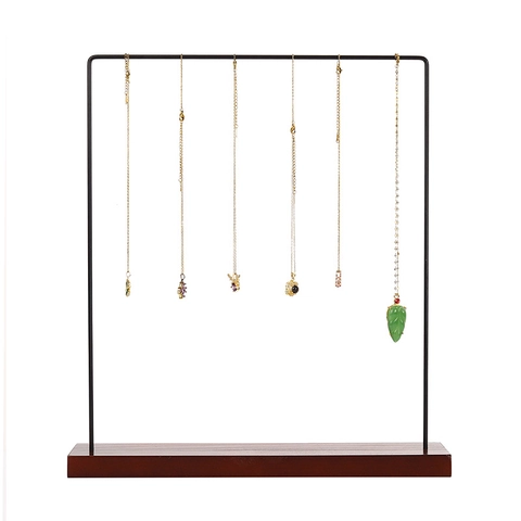 Espositore per Collane Nordico Minimalista in Metallo e Legno Supporto per Gioielli Oro Nero Organizzatore per Pendenti Portagioie Decorazione Casa